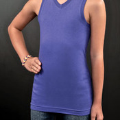 Girls Fine Jersey V-Neck Racer Back Longer Length Tank