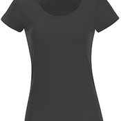 Juniors' Fine Jersey Deep Scoop Neck Longer Length T-Shirt
